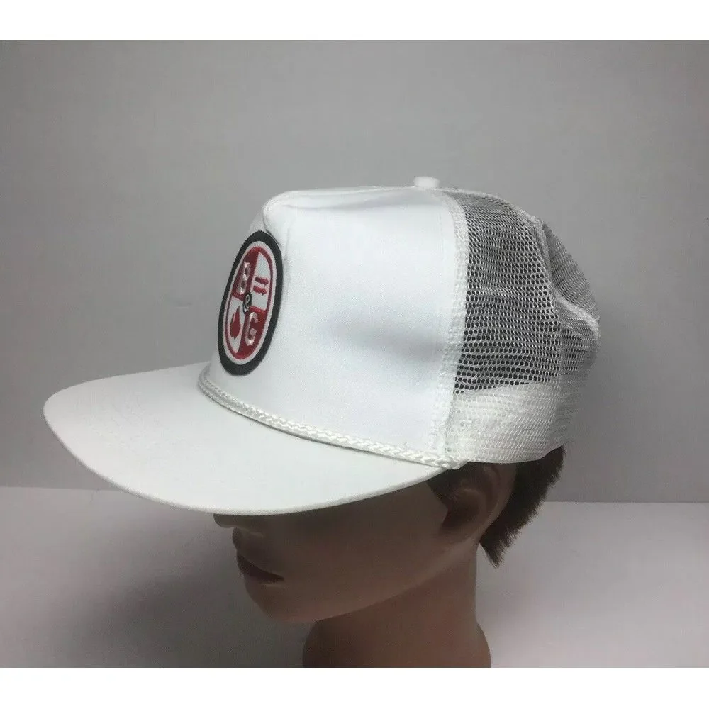 Vintage B & G White Hat‎ Embroidered Patch Snapback Mesh Trucker Cap